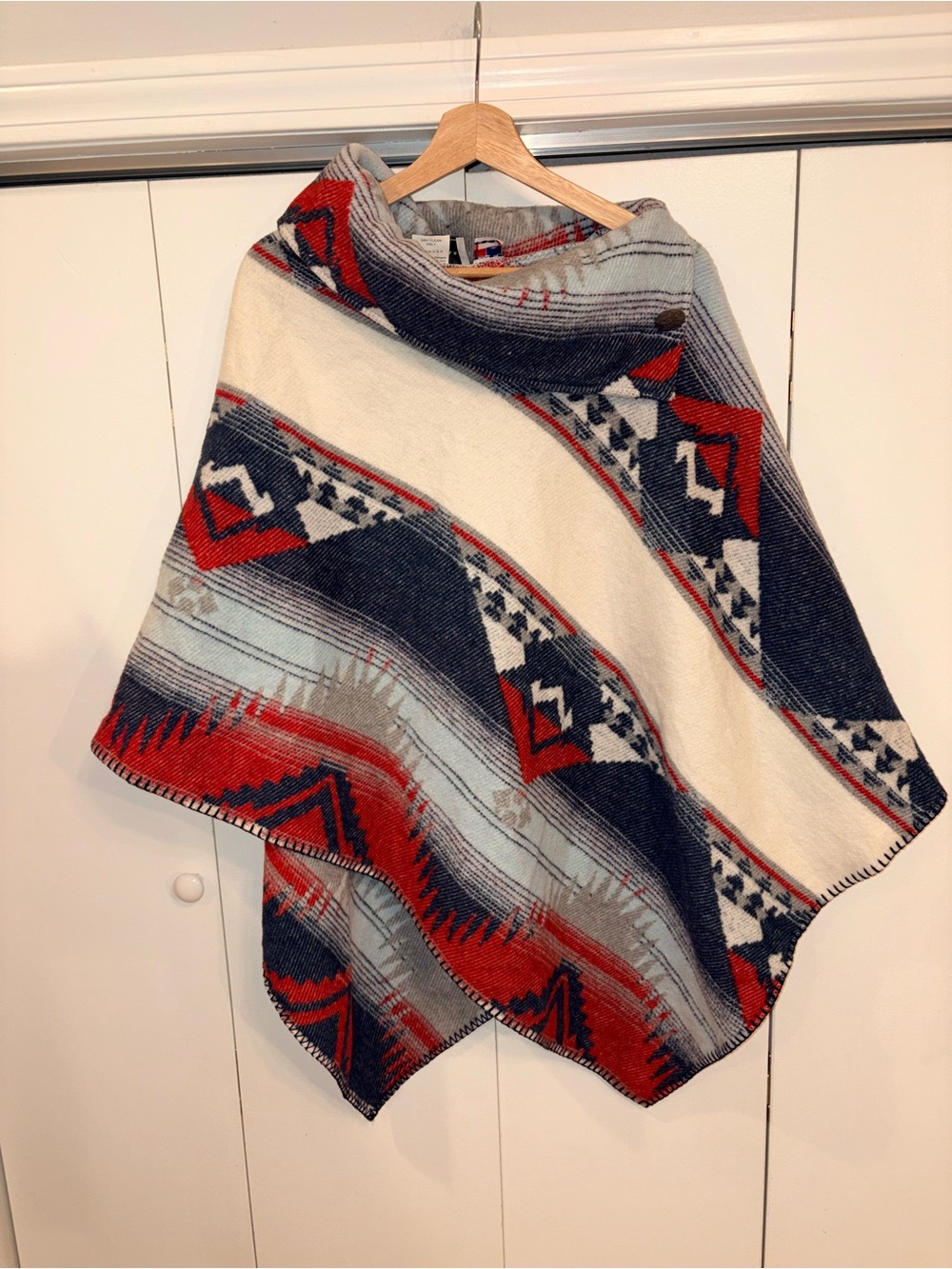 Vintage Rhonda Stark -OS- Made in USA Wool Blend Cape / Poncho South Western